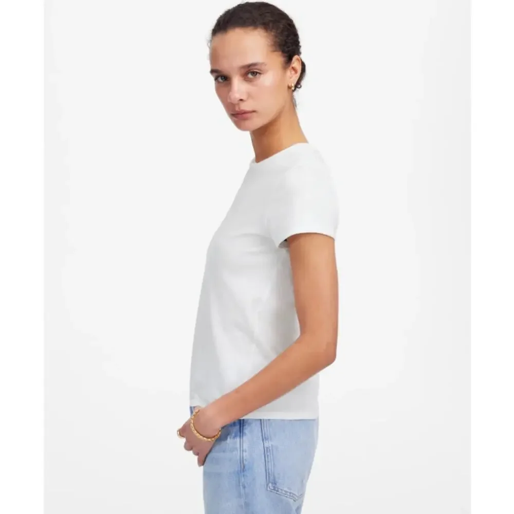 Madewell Essential Slim Tee WMNS M White Lightweight Cotton Stretch Short Sleeve